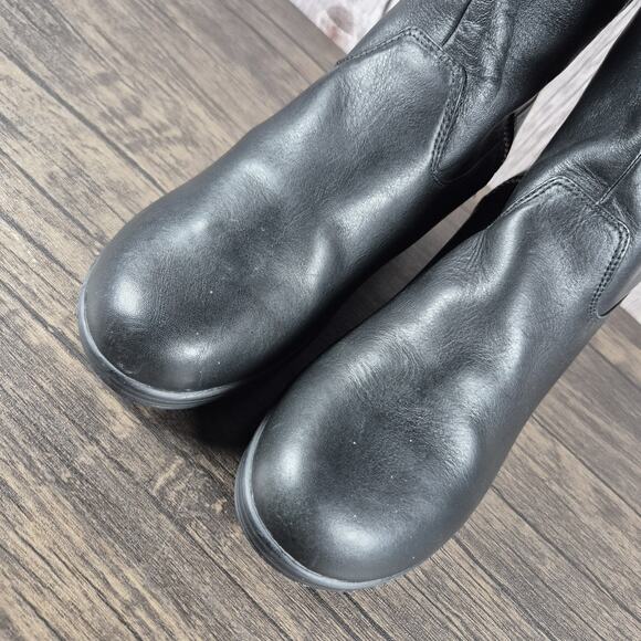 Crocs A-Leigh Black Leather Tall Equestrian Riding Wedge Boot Women's Sz 7 (VGC) - Picture 10 of 10